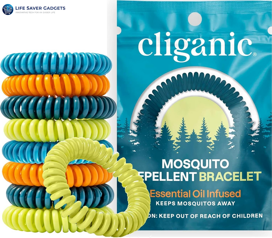 10 Pack Mosquito Repellent Bracelets for Adults & Kids - Natural Deet-Free Bands, Individually Wrapped