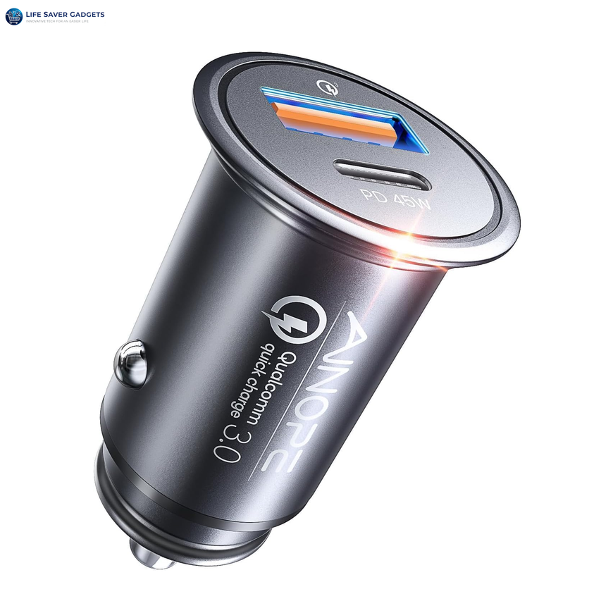 67.5W Super Mini Cigarette Lighter Adapter Car Charger USB C Fast Charging