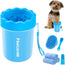 Professional 7 in 1 Dog Paw Cleaner for Dogs & Cats - Includes 1 Portable Paw Washer, 1 Bath Brush, 2 Dog Toothbrushes and 3 Absorbent Towels Note: Fits Paws 1.5 to 2.5 Inches Wide (Medium, Blue)