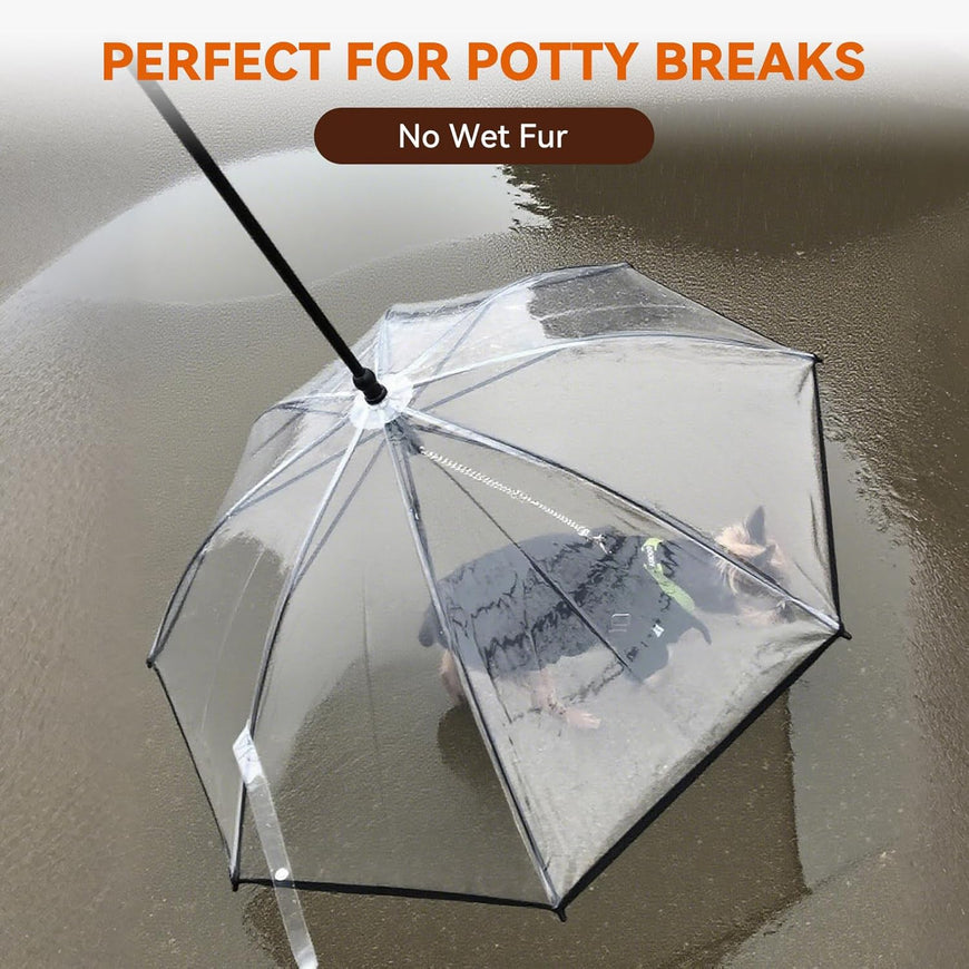 Dog Umbrella for Small Dogs, Clear Pet Umbrella with Leash, Keeps Pet Dry for Rainy Walks/Potty Trips