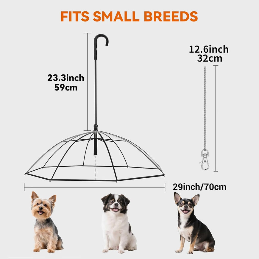 Dog Umbrella for Small Dogs, Clear Pet Umbrella with Leash, Keeps Pet Dry for Rainy Walks/Potty Trips