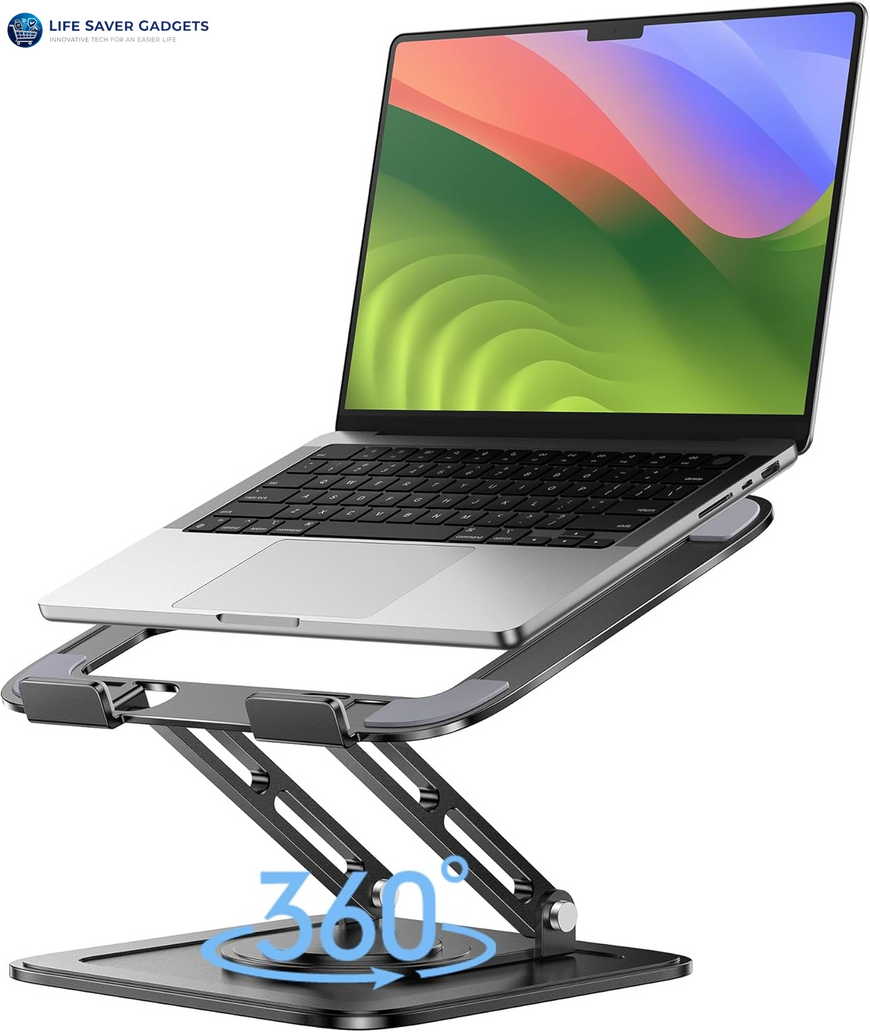 Adjustable Laptop Stand, Computer Stand with 360 Rotating Base