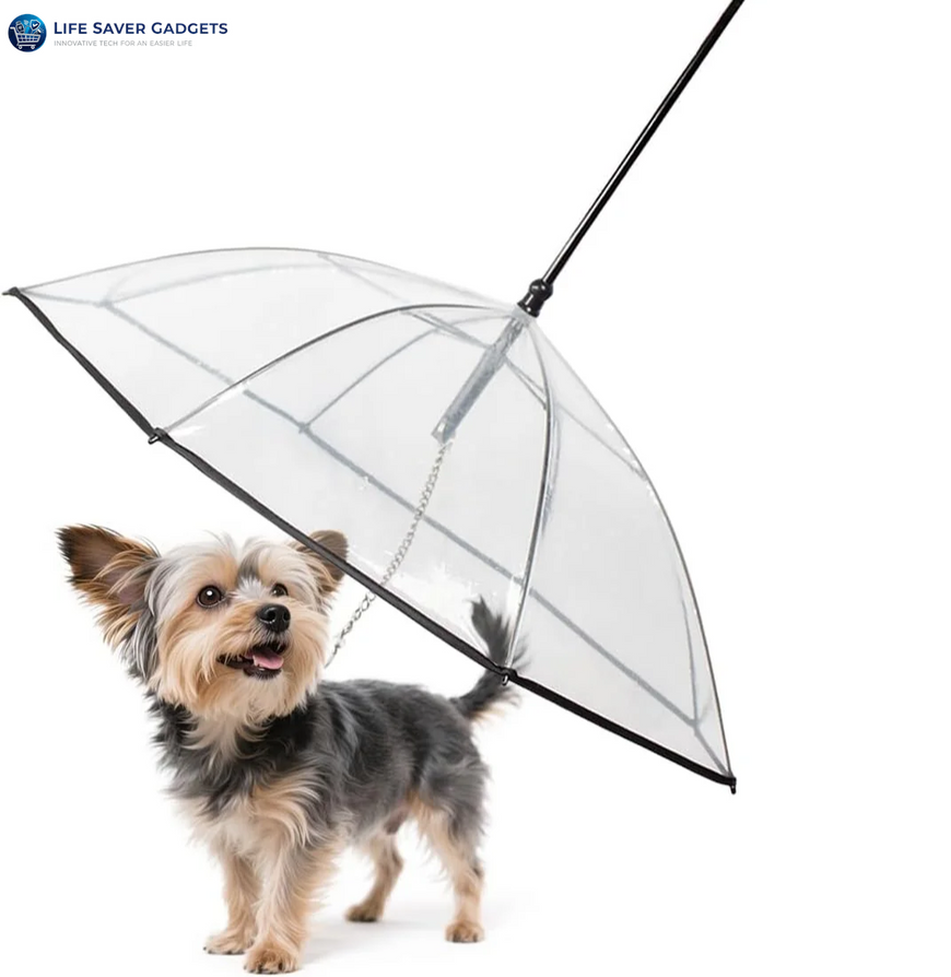 Dog Umbrella for Small Dogs, Clear Pet Umbrella with Leash, Keeps Pet Dry for Rainy Walks/Potty Trips
