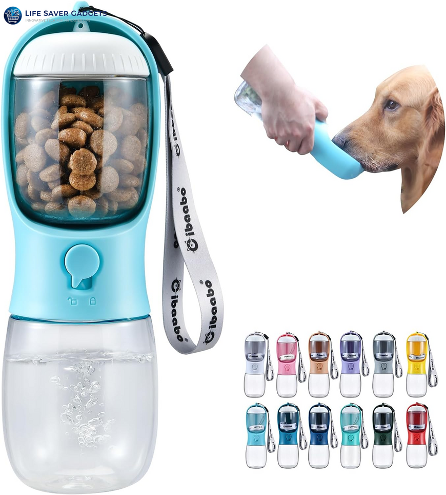 Dog Water Bottle with Food Container, Travel Puppy Water Bowl