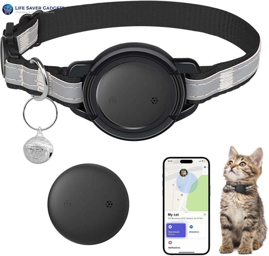 GPS Tracker for Cats, Smart Pet Activity Tracker, No Monthly Fee, Compatible with Apple Find My