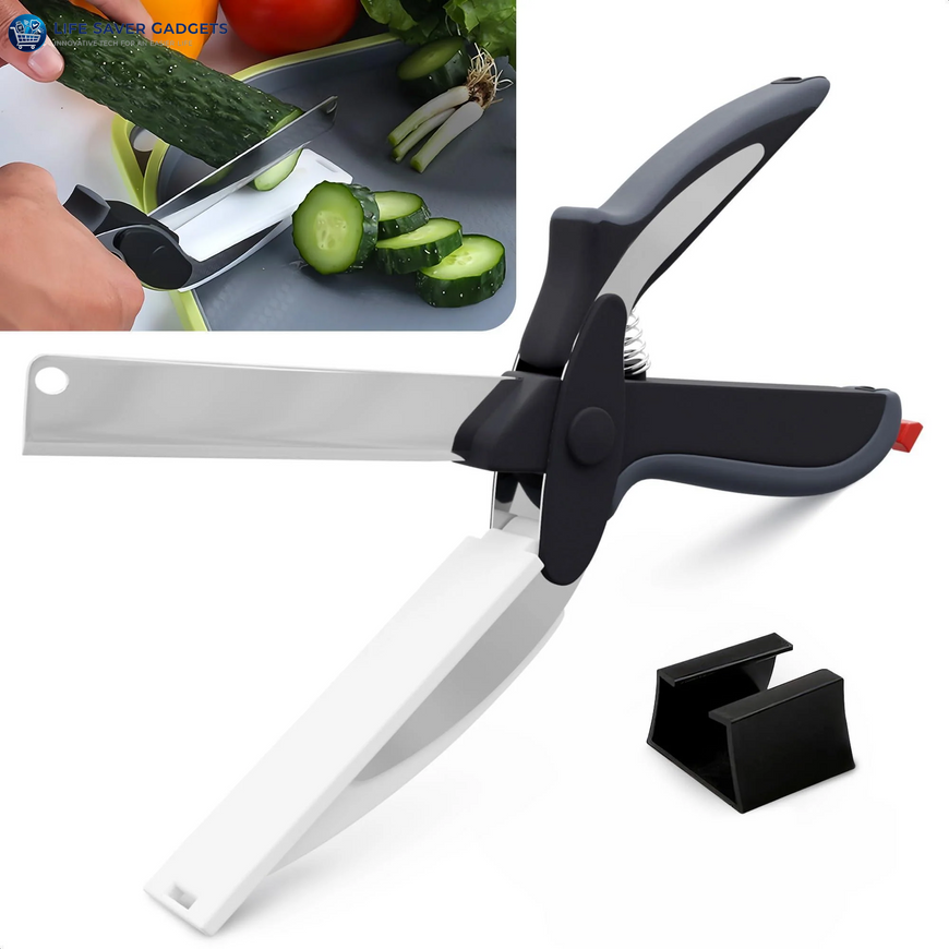Kitchen Scissors For Food 2 In 1 Cutting Board Scissors & Knife With Locking Mechanism & Stainless Steel Blades