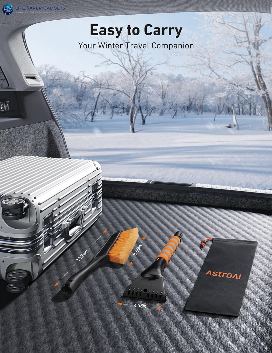 27" Snow Brush and Ice Scrapers for Car Windshield, Detachable Snow Scrapers with Ergonomic Foam Grip