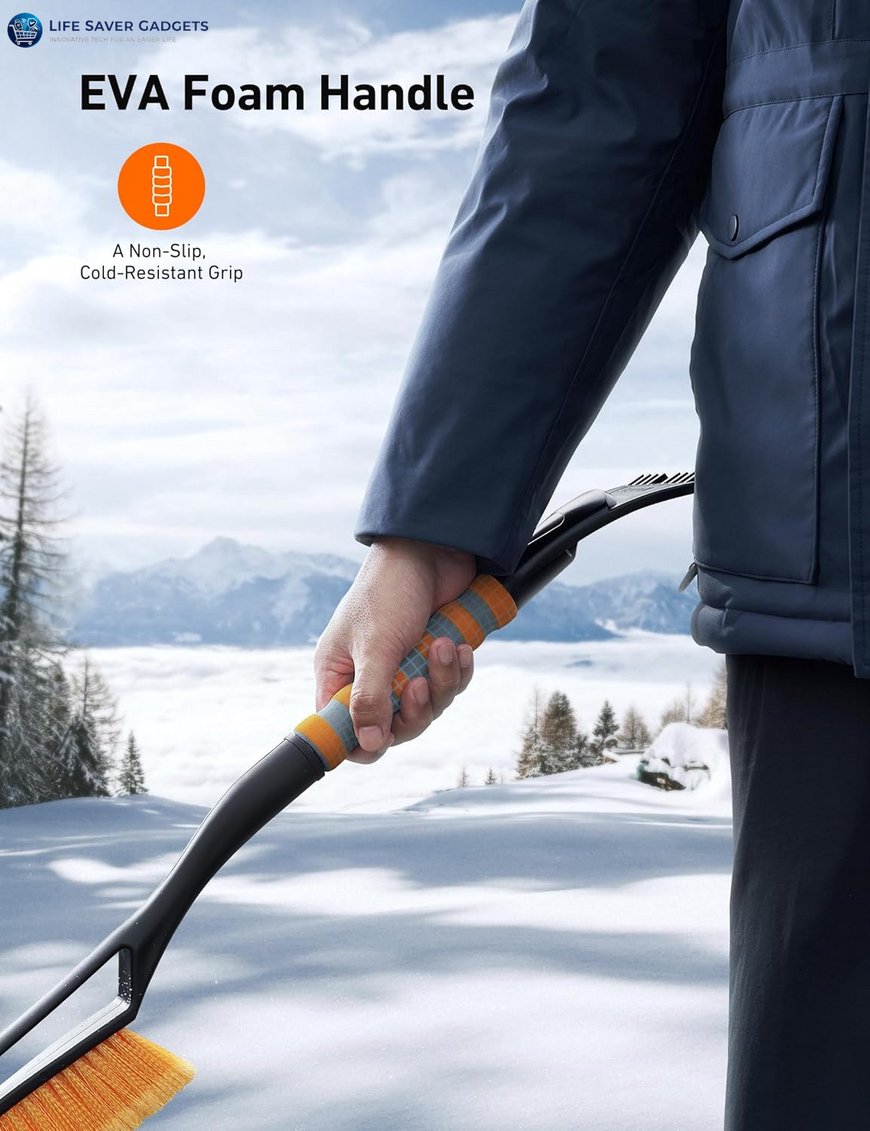 27" Snow Brush and Ice Scrapers for Car Windshield, Detachable Snow Scrapers with Ergonomic Foam Grip