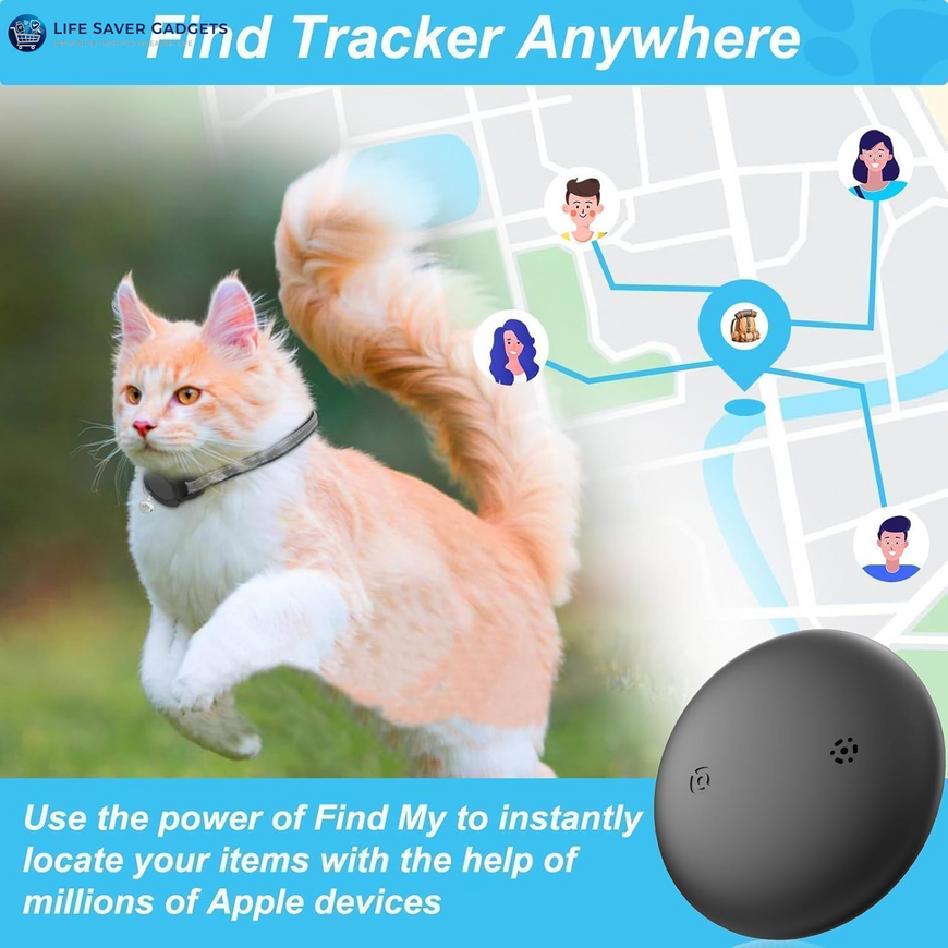 GPS Tracker for Cats, Smart Pet Activity Tracker, No Monthly Fee, Compatible with Apple Find My