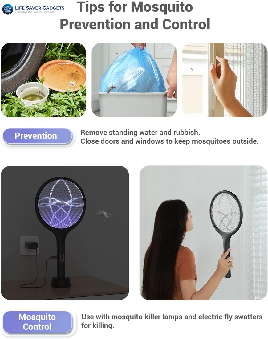 Electric Fly Swatter 4000V Bug Zapper Racket Dual Modes Mosquito Killer