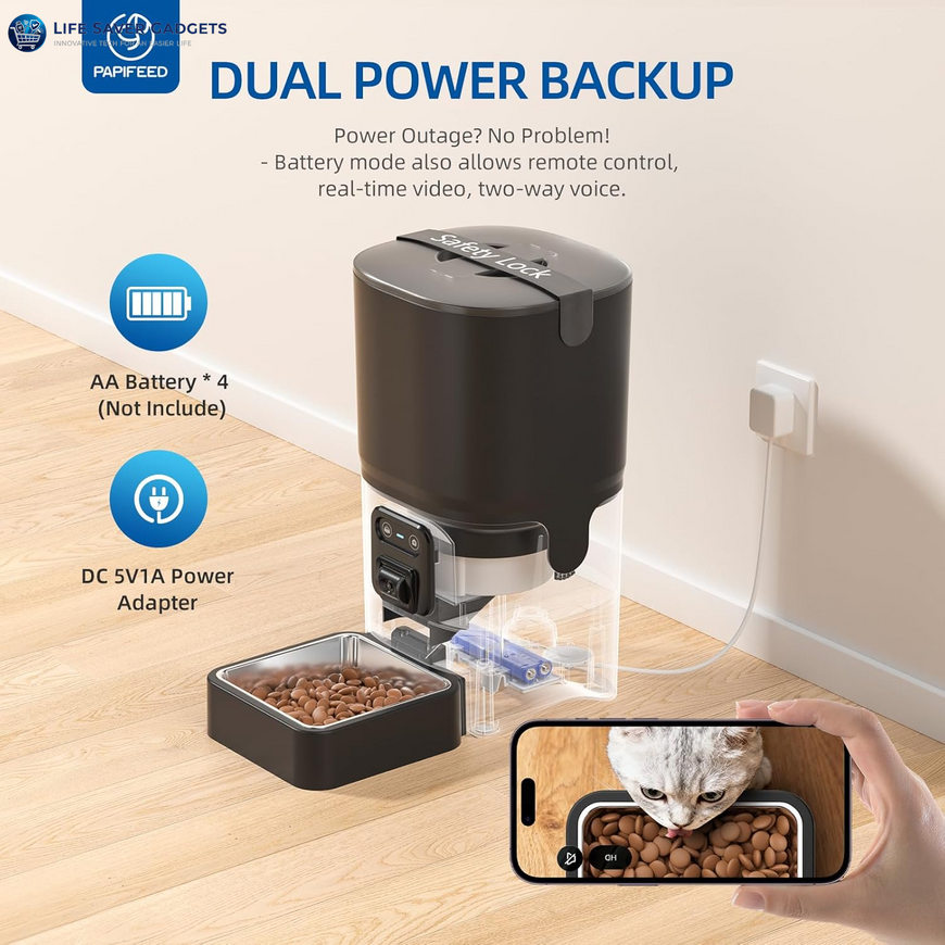 Automatic Pet Feeder 6L 2.4G Wifi Smart Pet Feeder with Camera & Two-Way Audio