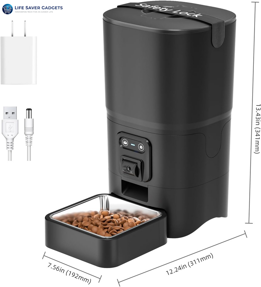 Automatic Pet Feeder 6L 2.4G Wifi Smart Pet Feeder with Camera & Two-Way Audio