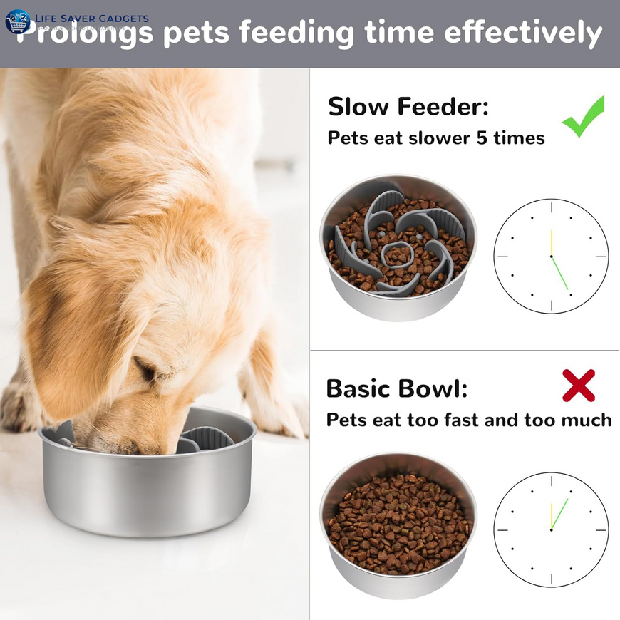 Cuttable Slow Feeder Dog Bowls Insert with Suction Cups for Medium & Large Dogs