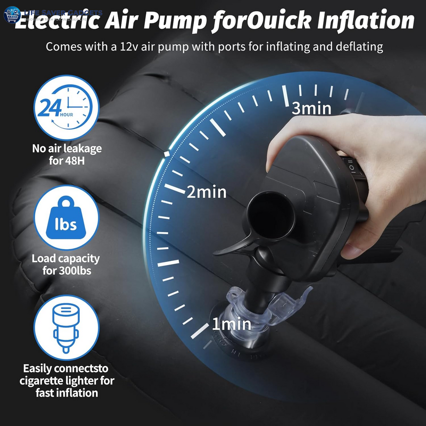 Inflatable Car Air Mattress Back Seat Bed with Air Pump,55 "X 35" Portable Thickened Car Travel Camping Sleeping Air Mattress Blow up Bed for Car Universal SUV