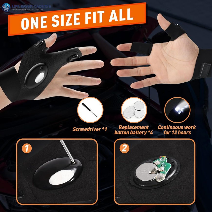 LED Flashlight Gloves: Hands-Free Professional Lighting for Repair & Fishing