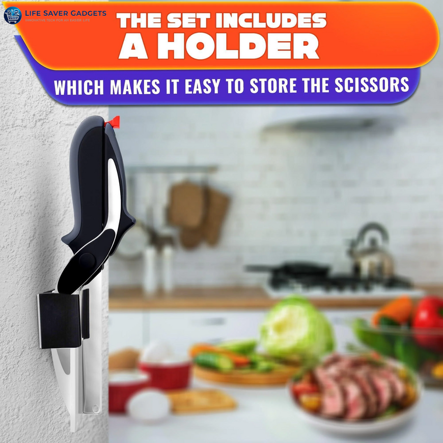 Kitchen Scissors For Food 2 In 1 Cutting Board Scissors & Knife With Locking Mechanism & Stainless Steel Blades