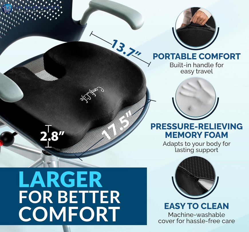 Premium Gel & Memory Foam Seat Cushion – Doctor Recommended Office Chair Cushion