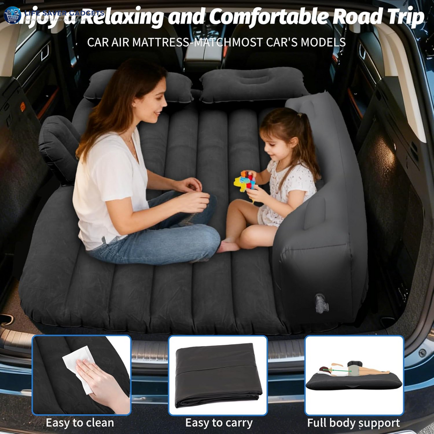 Inflatable Car Air Mattress Back Seat Bed with Air Pump,55 "X 35" Portable Thickened Car Travel Camping Sleeping Air Mattress Blow up Bed for Car Universal SUV