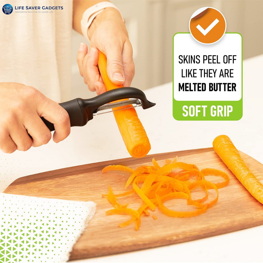 Premium Swivel Vegetable Peeler, Soft Grip Handle and Ultra Sharp Stainless Steel Blades