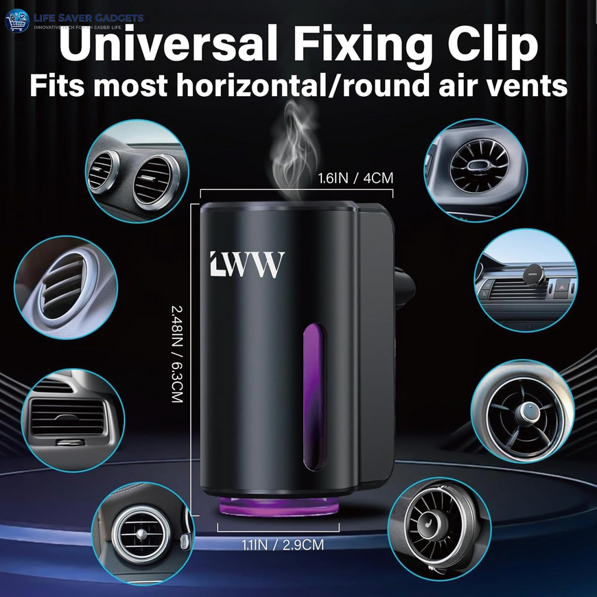 Car Air Freshener - Smart Adjustable 3-Speed Intensity, Rechargeable Humidifier Car Essential Oil Diffuser