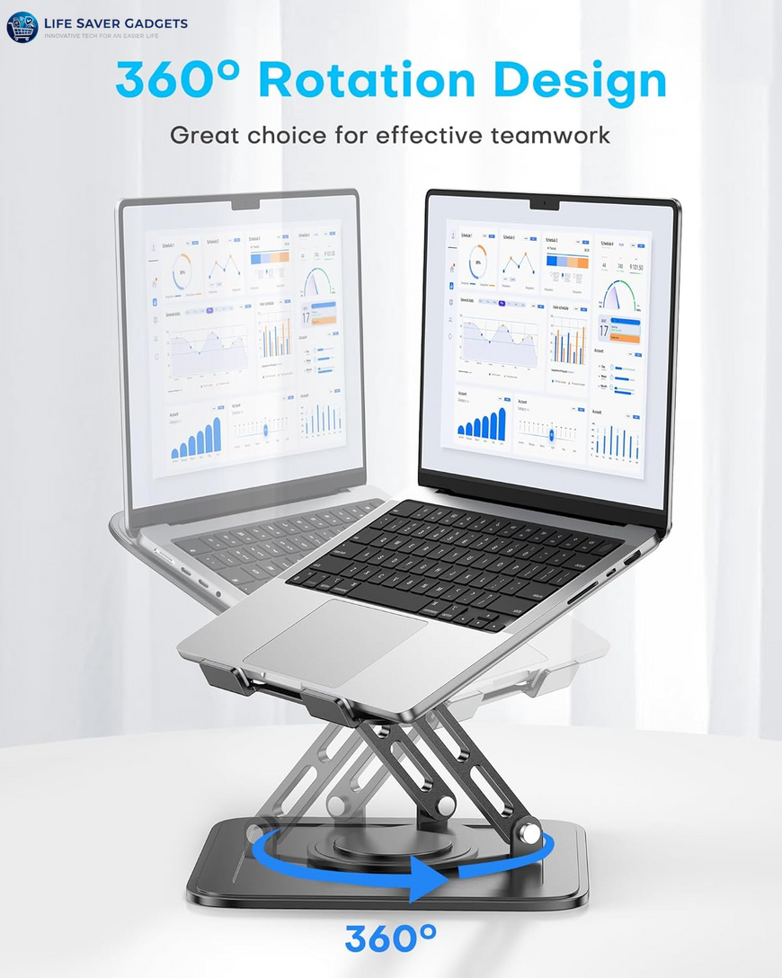 Adjustable Laptop Stand, Computer Stand with 360 Rotating Base