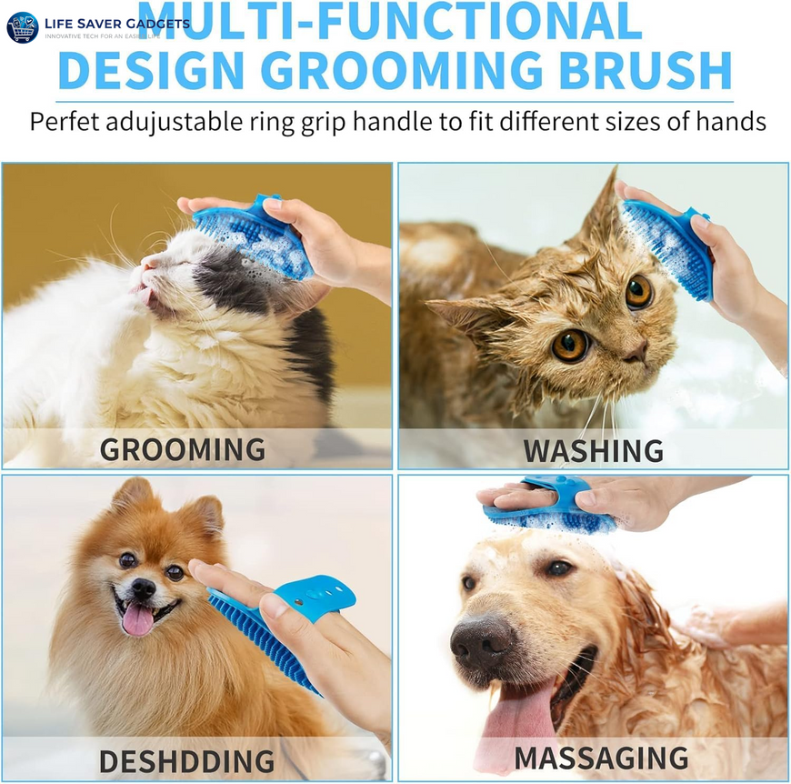 Professional 7 in 1 Dog Paw Cleaner for Dogs & Cats - Includes 1 Portable Paw Washer, 1 Bath Brush, 2 Dog Toothbrushes and 3 Absorbent Towels Note: Fits Paws 1.5 to 2.5 Inches Wide (Medium, Blue)