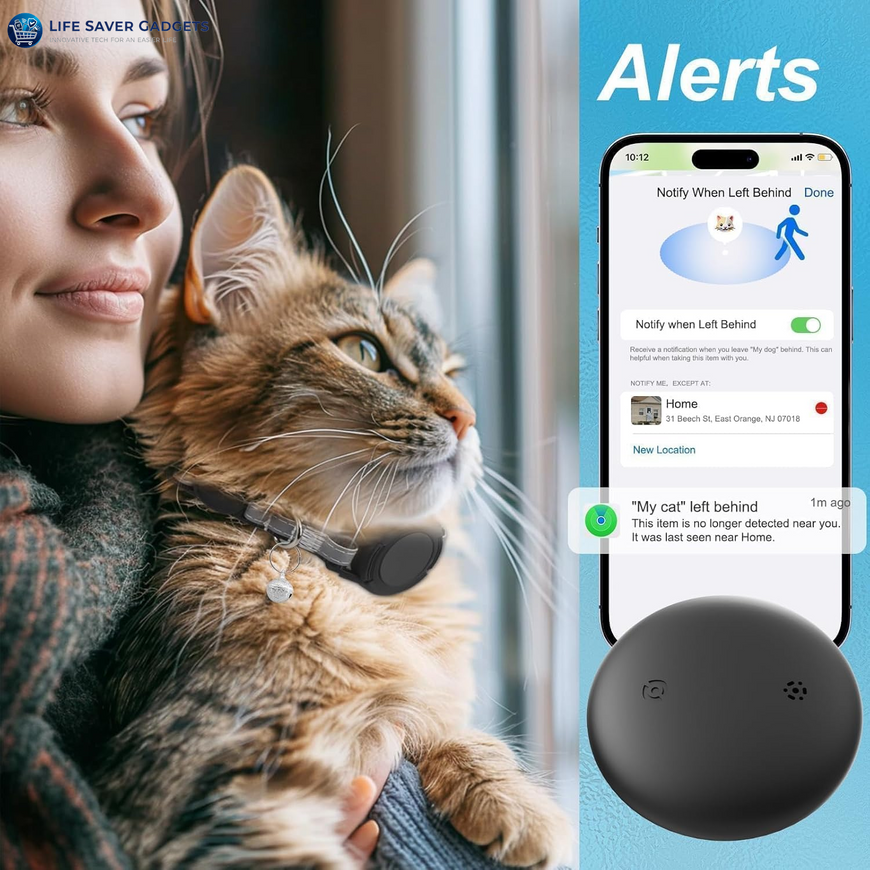 GPS Tracker for Cats, Smart Pet Activity Tracker, No Monthly Fee, Compatible with Apple Find My