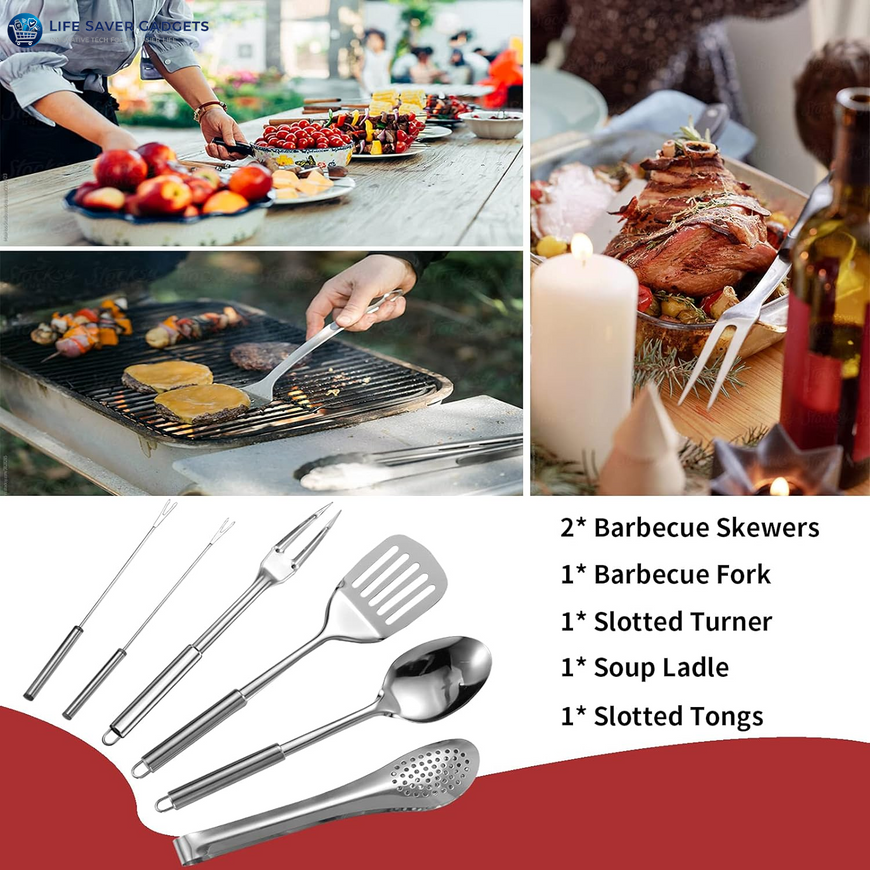 Portable Camping Kitchen Utensil Set-27 Piece Cookware Kit Stainless Steel