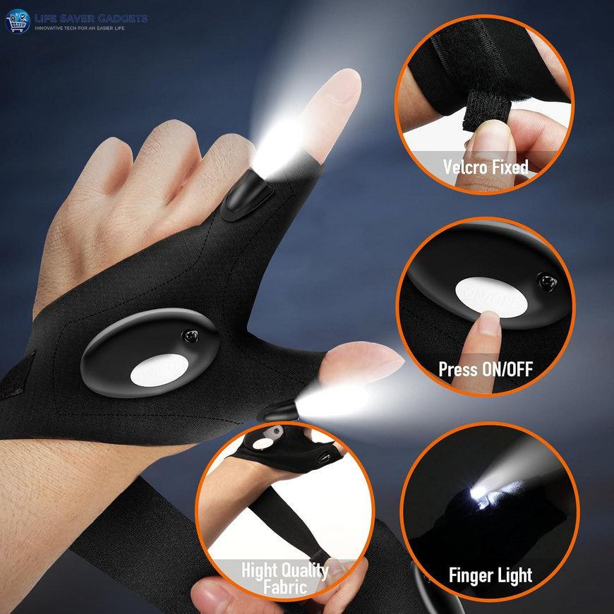 LED Flashlight Gloves: Hands-Free Professional Lighting for Repair & Fishing
