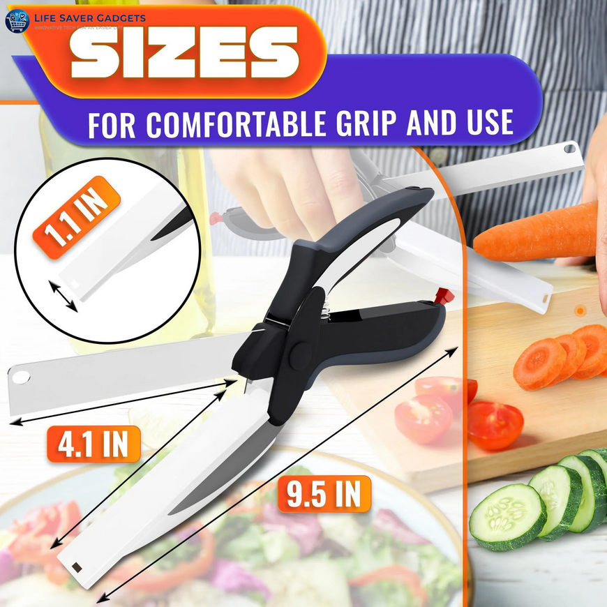 Kitchen Scissors For Food 2 In 1 Cutting Board Scissors & Knife With Locking Mechanism & Stainless Steel Blades