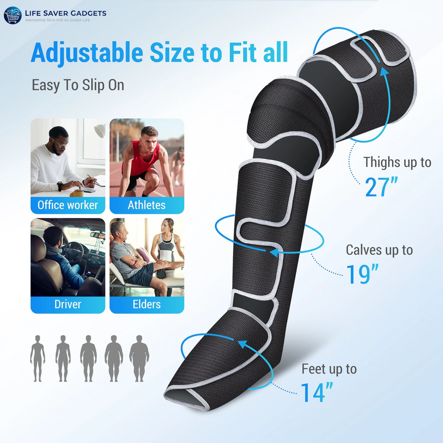 Leg Massager for Circulation, Air Compression Calf Knee Foot Massager with Heat