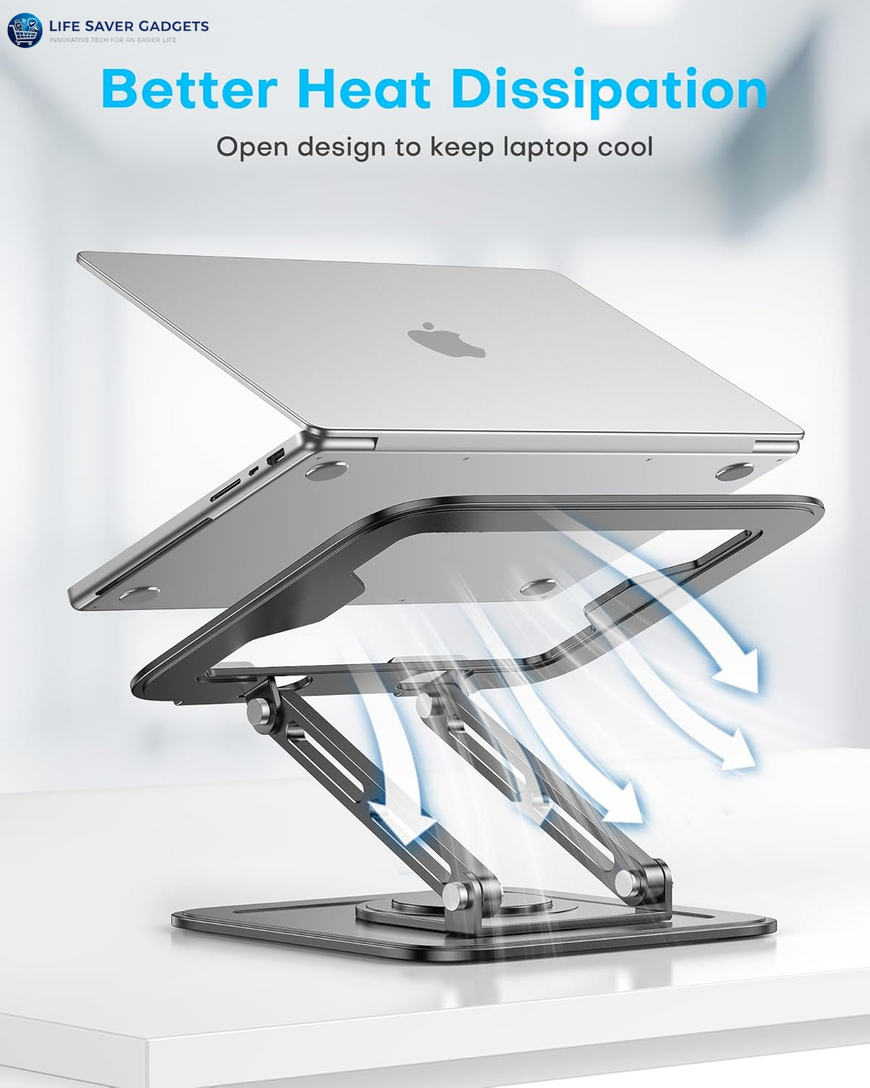Adjustable Laptop Stand, Computer Stand with 360 Rotating Base
