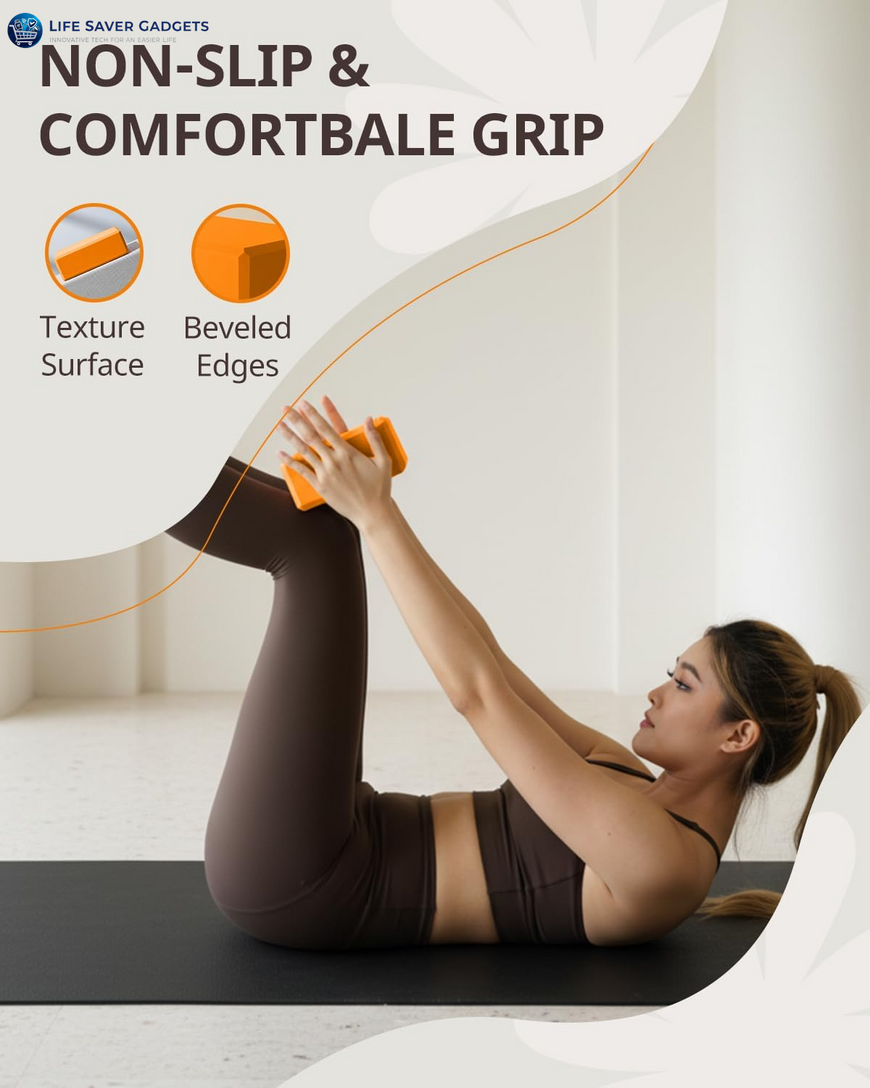 Yoga Blocks 2 Pack, Soft Non-Slip Foam Blocks For Pilates