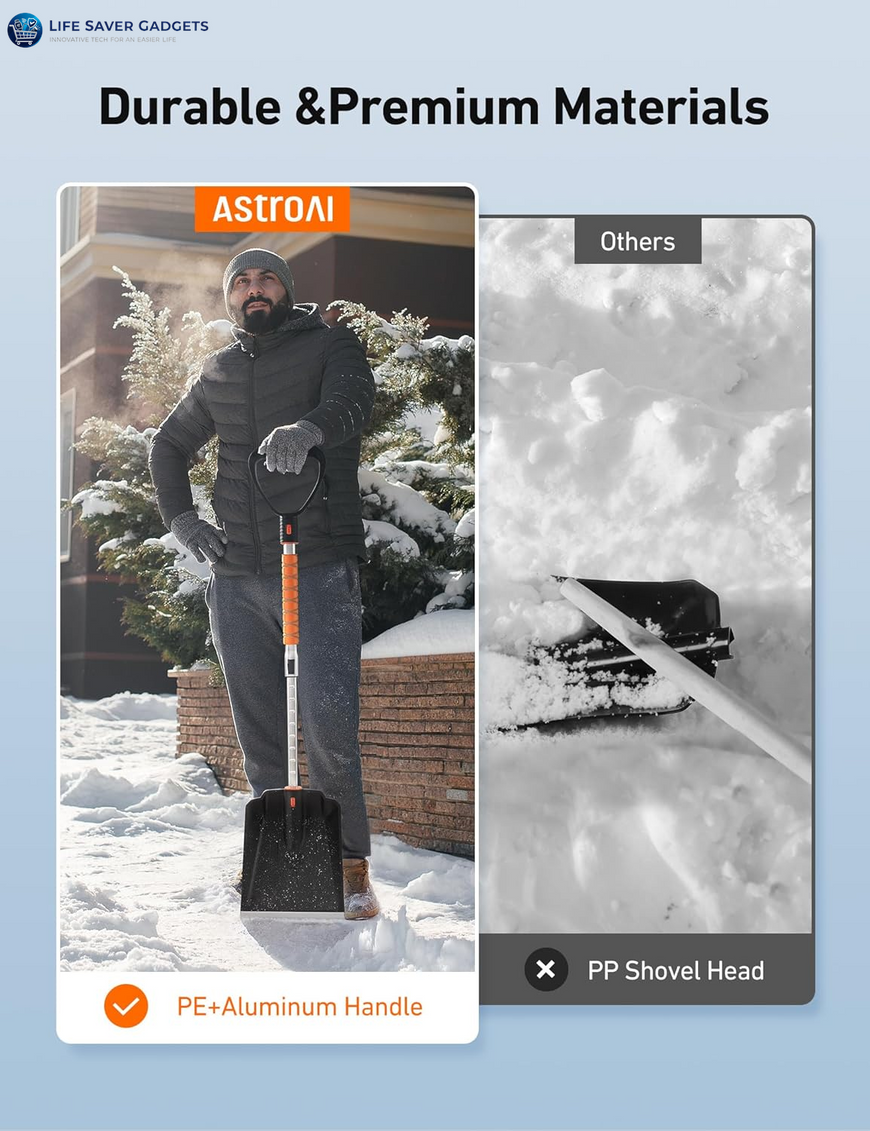 Lightweight Snow Shovel for Driveway, Extendable Snow Shovel 