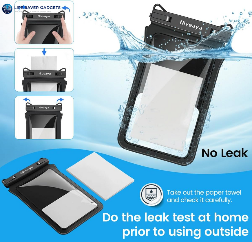 Double Space Waterproof Phone Pouch (2-Pack) - Phone Case Dry Bag for Beach, Kayak, Cruise Travel Essentials