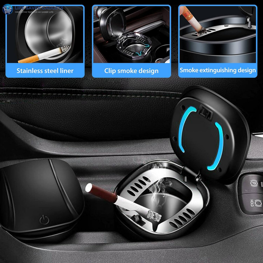 Car Ashtray with Lid Smell Proof, Smokeless Ashtray