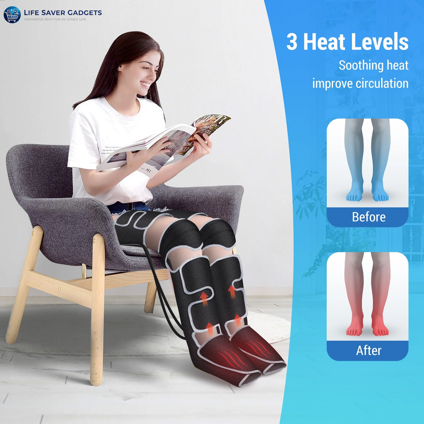Leg Massager for Circulation, Air Compression Calf Knee Foot Massager with Heat