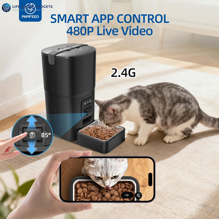 Automatic Pet Feeder 6L 2.4G Wifi Smart Pet Feeder with Camera & Two-Way Audio
