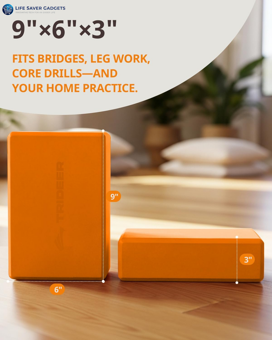 Yoga Blocks 2 Pack, Soft Non-Slip Foam Blocks For Pilates