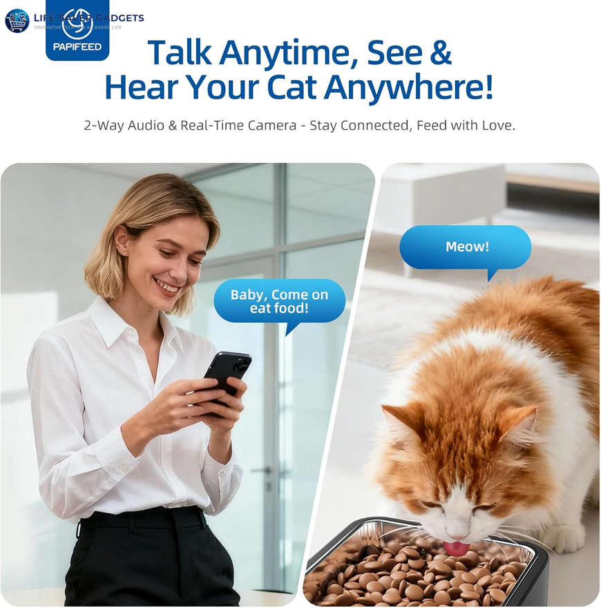 Automatic Pet Feeder 6L 2.4G Wifi Smart Pet Feeder with Camera & Two-Way Audio