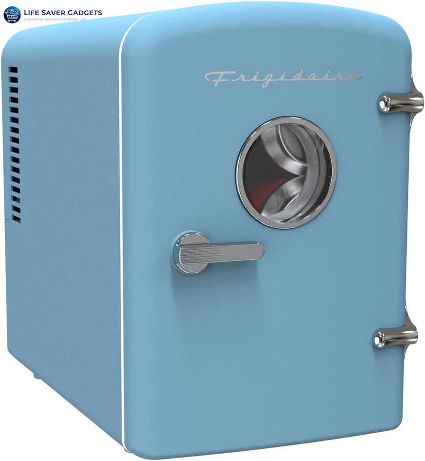 Retro 9-Can Mini Personal Fridge Portable Cooler for Car, Office